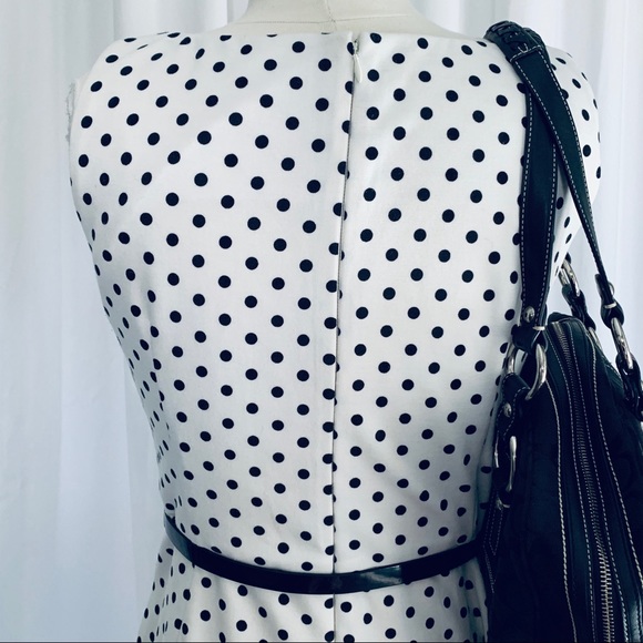 Lauren Ralph Lauren White/Black Polka Dot Dress 10 - Picture 5 of 10